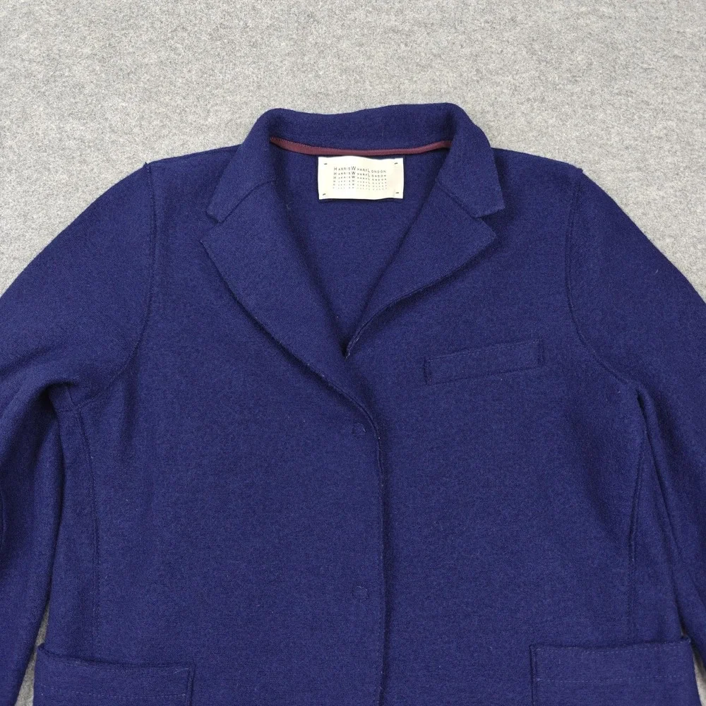 Harris Wharf London Blazer Womens IT 48 Blue Virgin Wool Sport Coat Jacket Italy